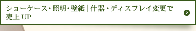 ショーケース・照明・壁紙｜什器・ディスプレイ変更で
売上UP